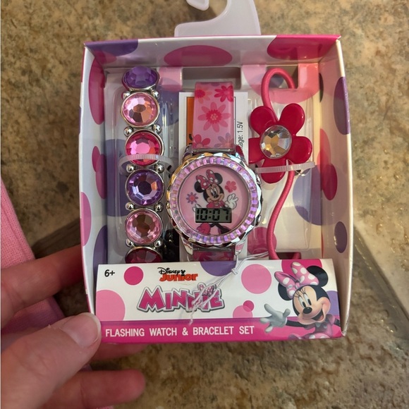 NWOT/NIB girls *Bundle* Disney Minnie sweatshirt and flashing watch sz 8/10 - Picture 5 of 5